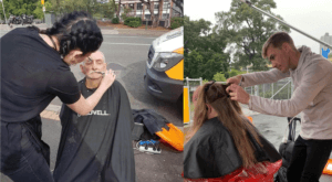 Our hair stylists providing free haircuts to Queensland's homeless community.